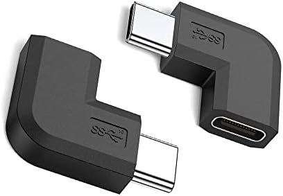 Aoiutrn 90 מעלות סוג USB C מתאם, 2 חבילות USB C ל- USB-C מטען מהיר וממיר העברה [זווית ישרה]